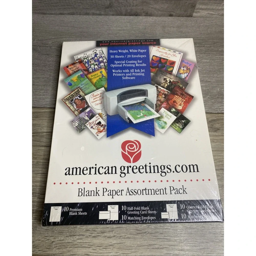 American Greetings Blank Paper Assortment Pack Unisex OS White New Inkjet 30ct